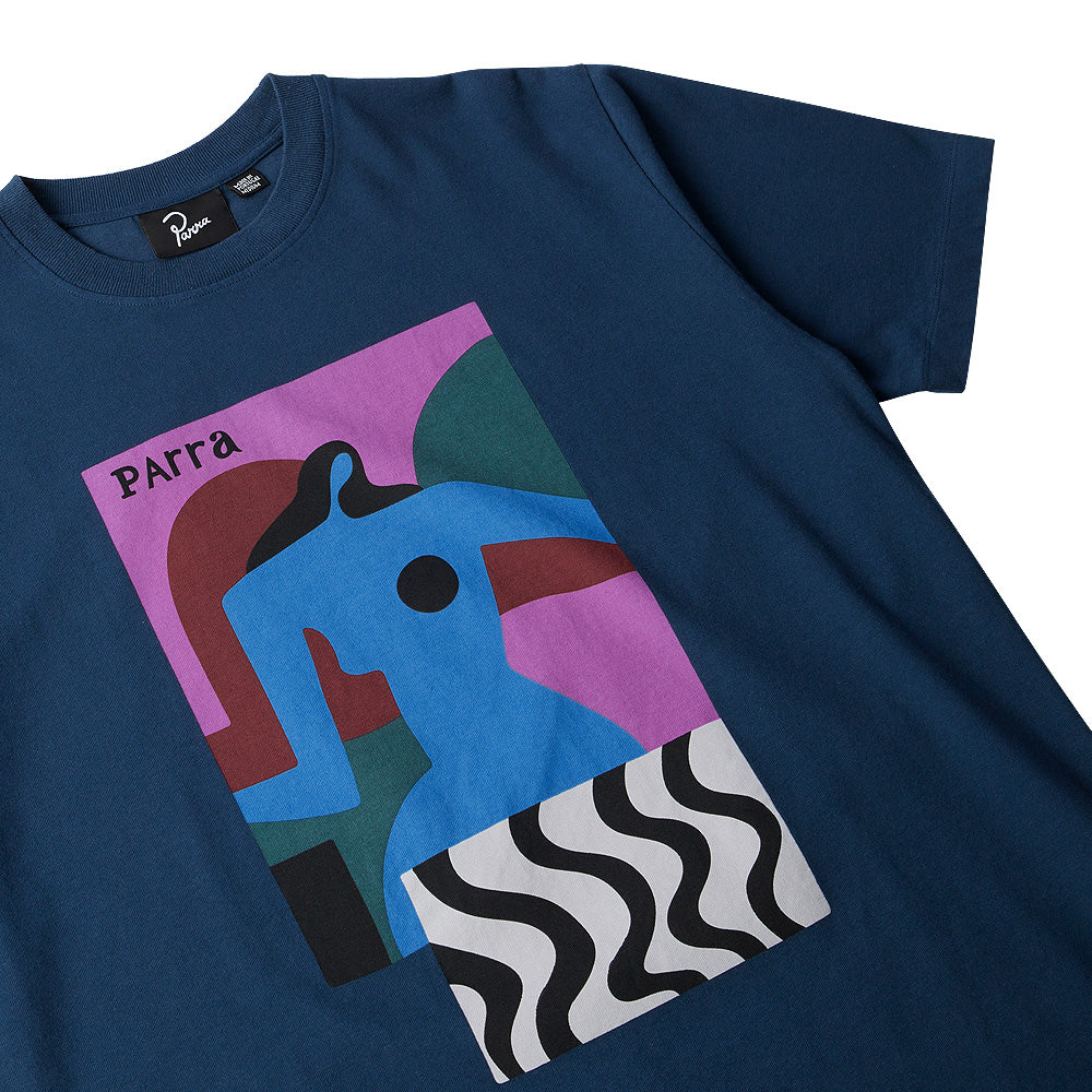 by parra 51420 distortion table t shirt navy blue