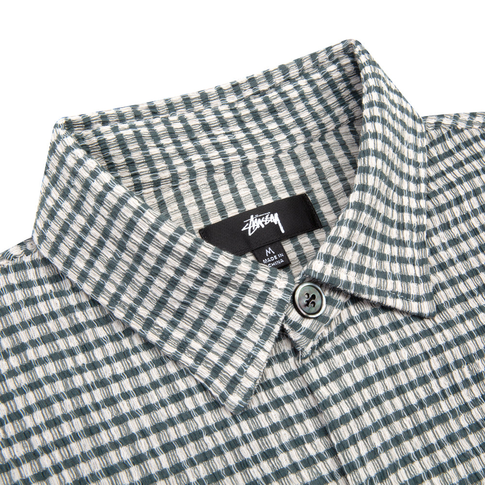 STÜSSY WRINKLY GINGHAM SS SHIRT // GREEN