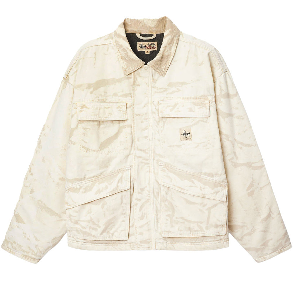 stussy 115726 distressed canvas shop jacket khaki