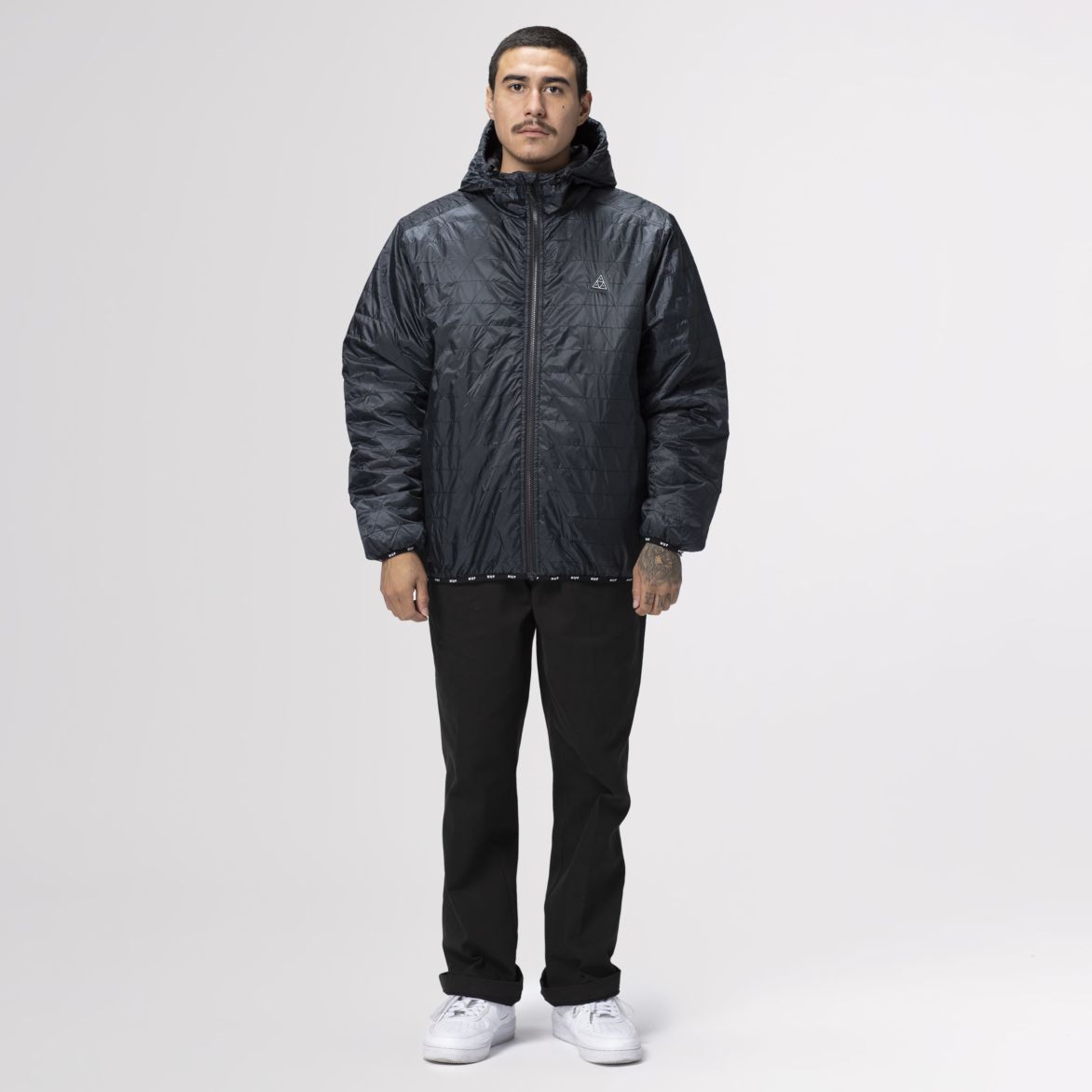 huf jk00244 polygon quilted jacket black