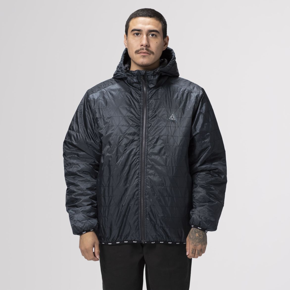 huf jk00244 polygon quilted jacket black