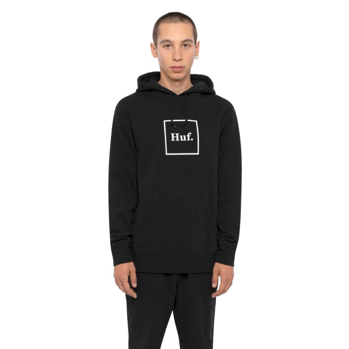 huf pf00098 essentials box logo po hoodie black