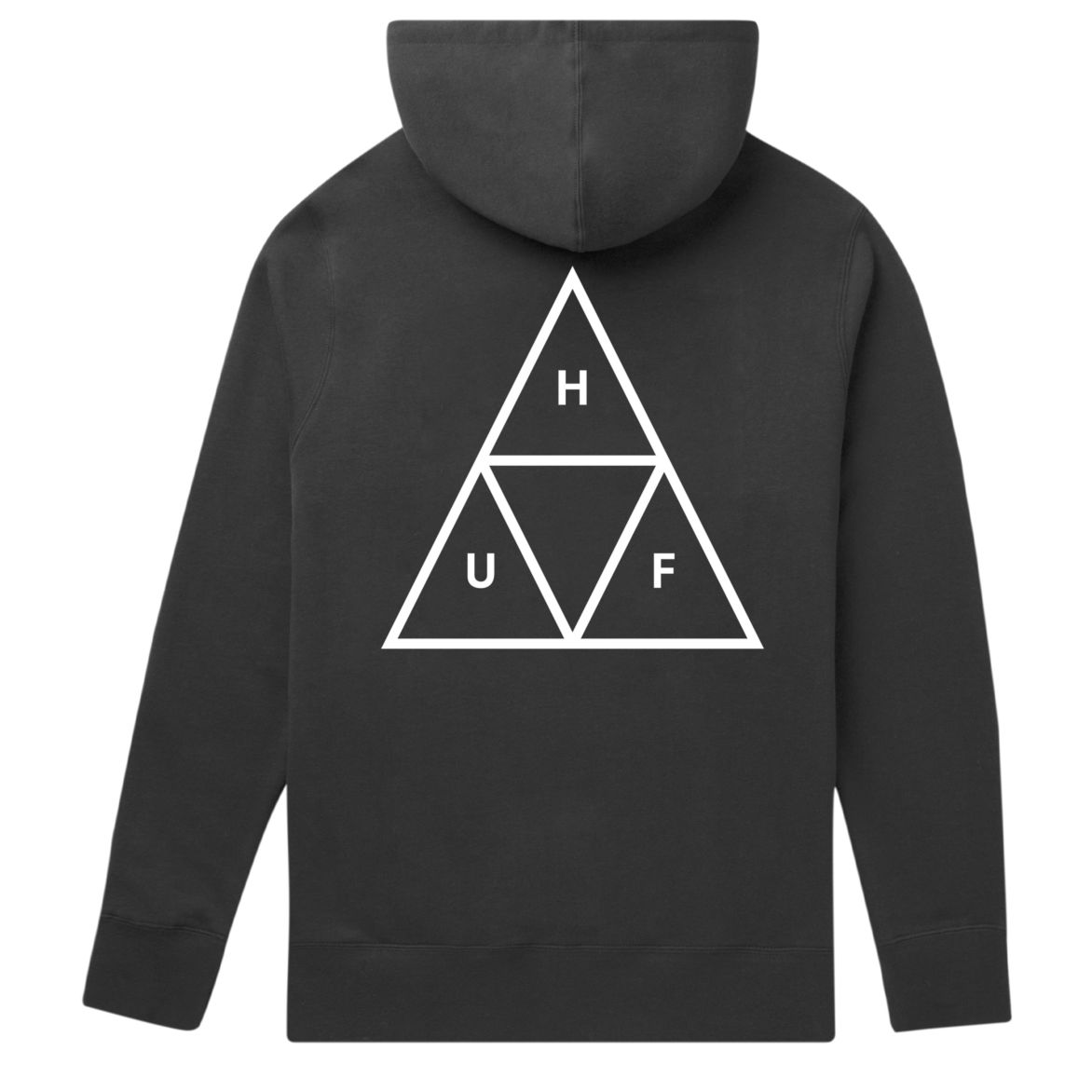 huf pf00100 essentials triple triangle pullover hoodie black