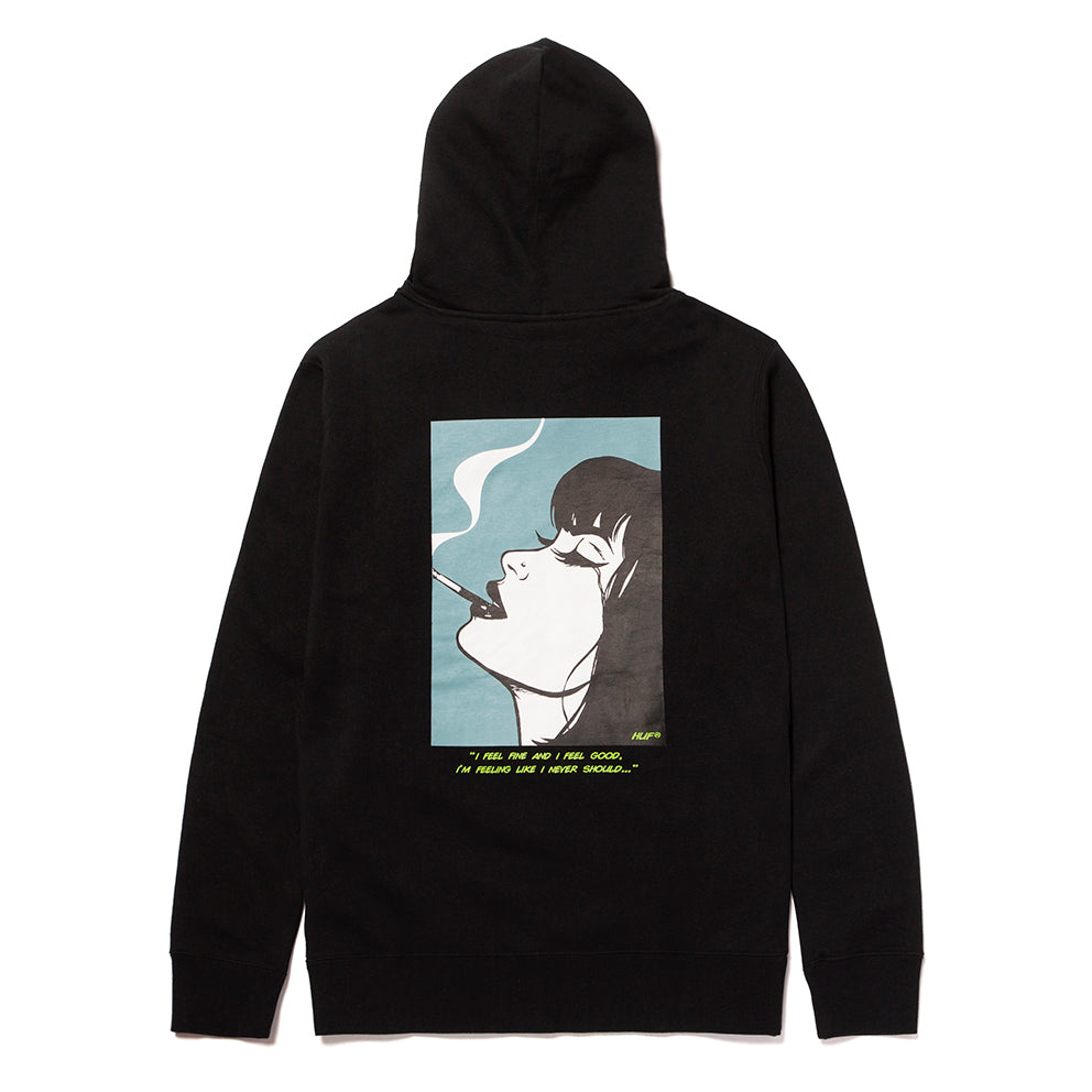 huf pf00363 i feels good po hoodie black