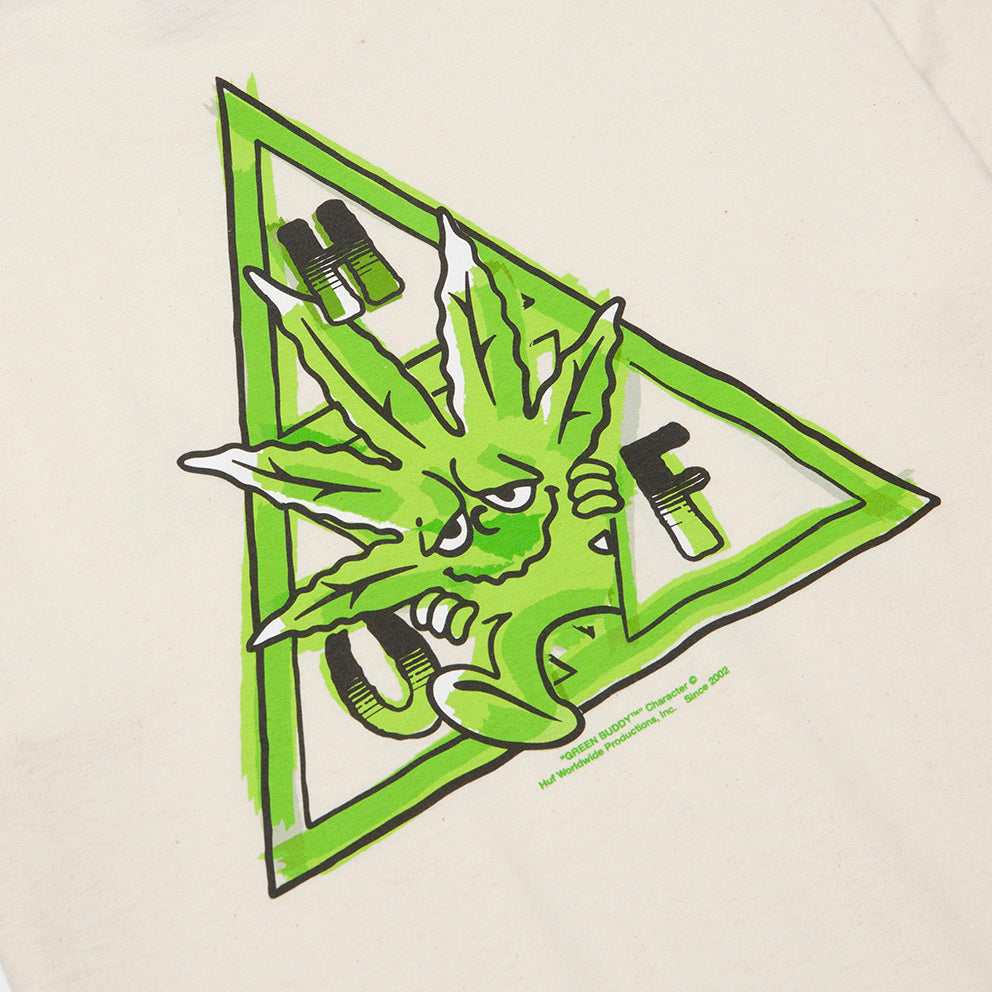 huf ts01607 green buddy triple triangle t shirt natural