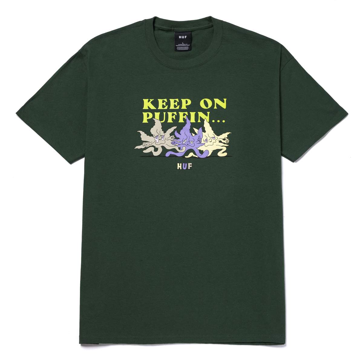 huf ts01856 keep on puffin ss tee forest green