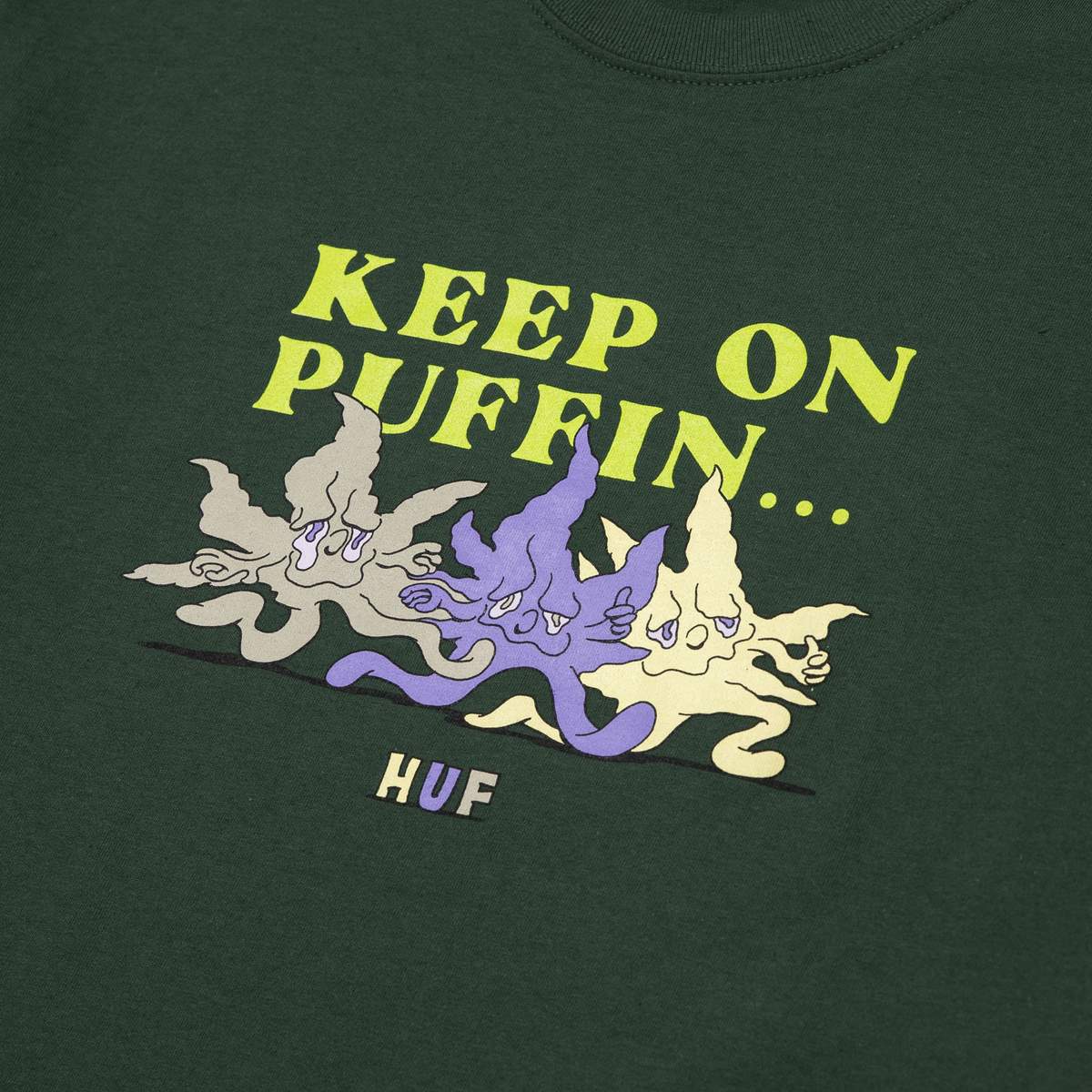 huf ts01856 keep on puffin ss tee forest green