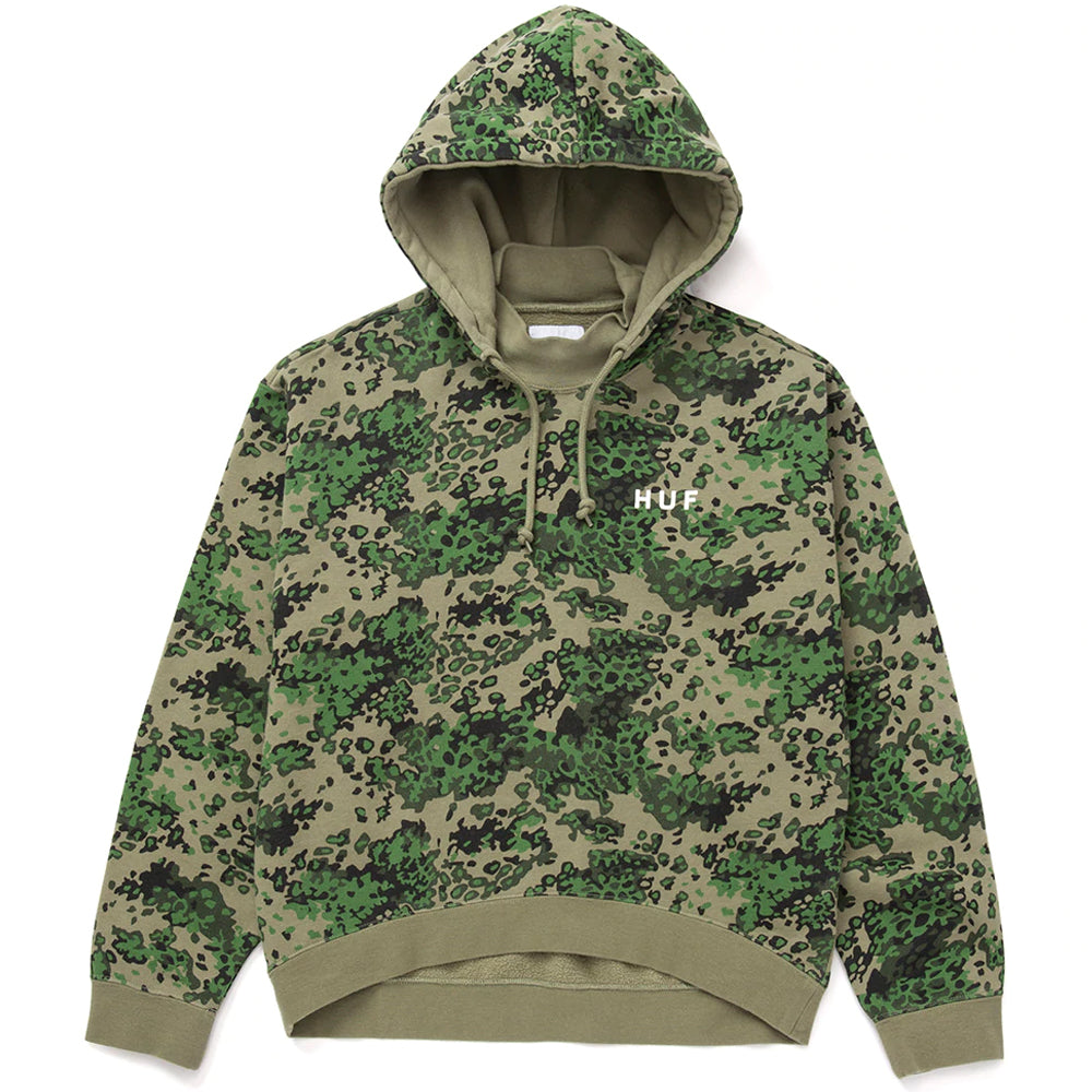 HUF CONTRA MOCKNECK P O HOODIE GREEN CAMO