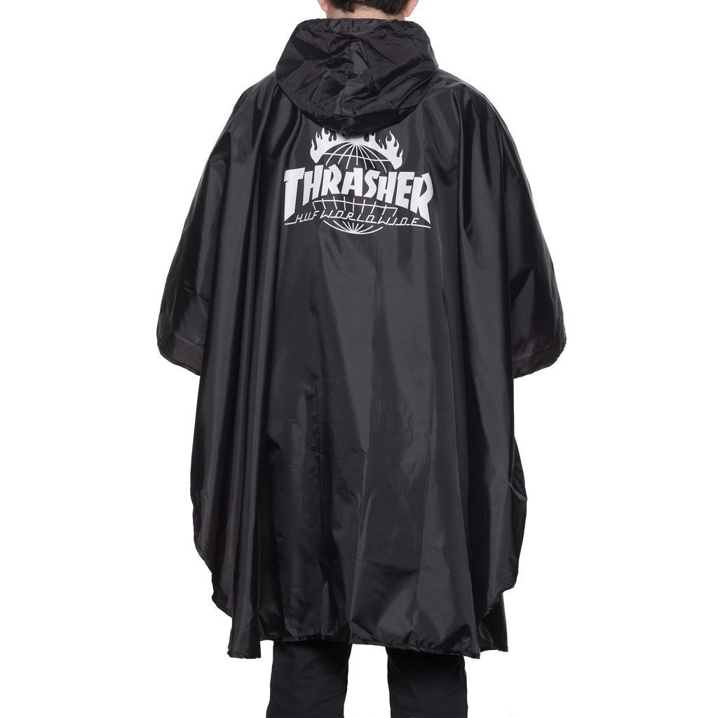 huf x thrasher ac65m04 packable poncho black