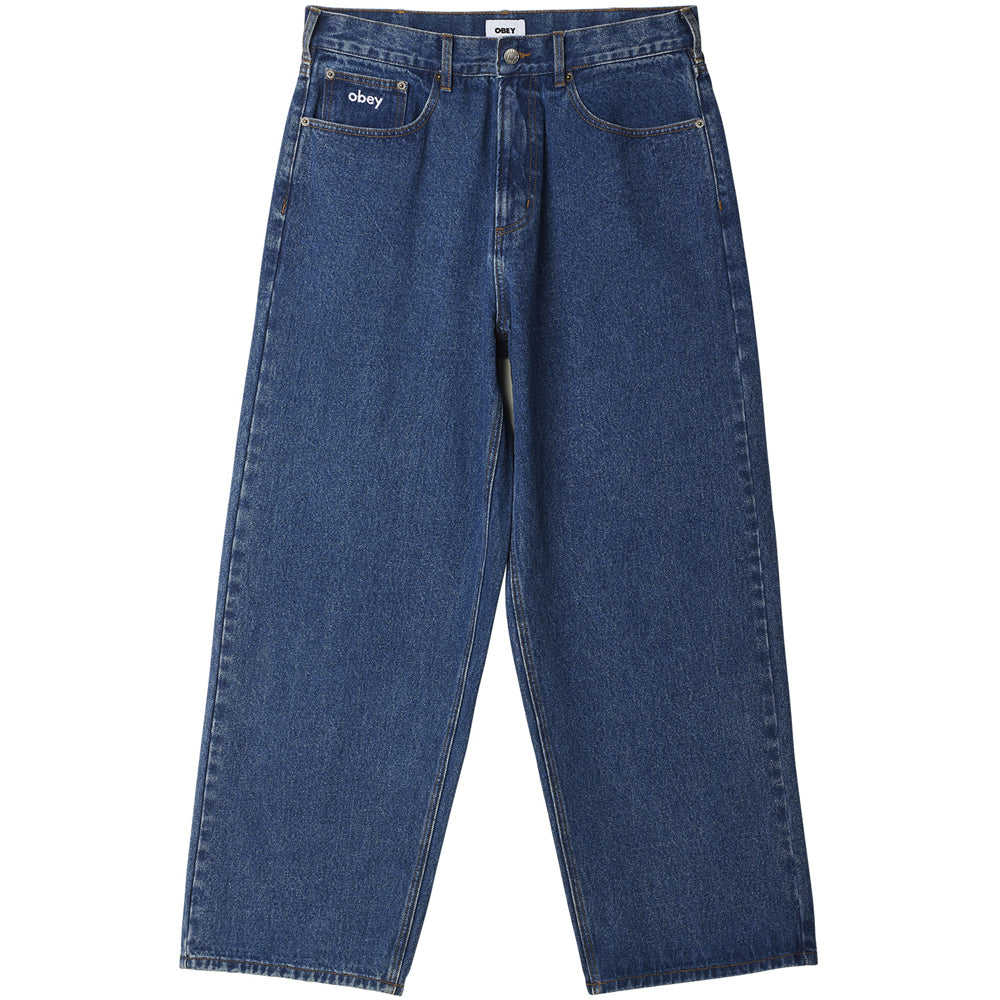 obey 142010087 bigwig baggy denim stonewash indigo