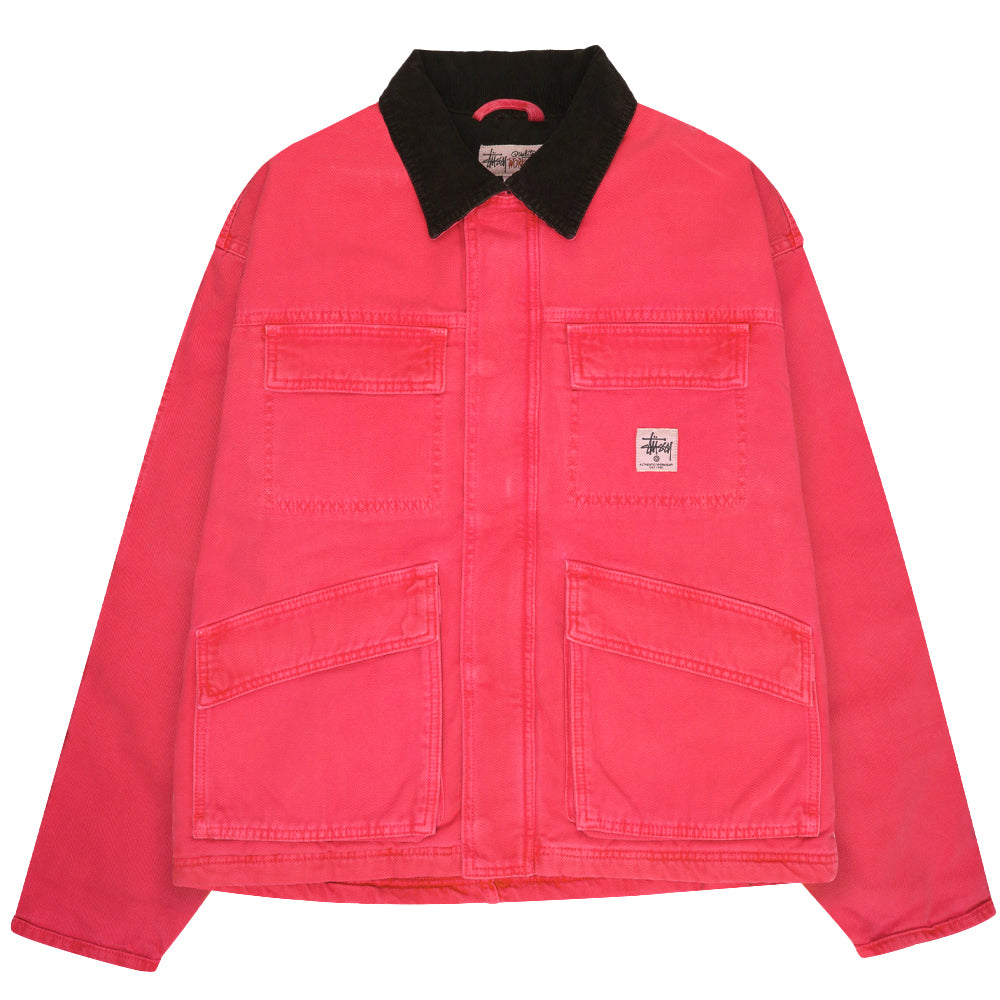STÜSSY WASHED CANVAS SHOP JACKET // HOT PINK – Collateral